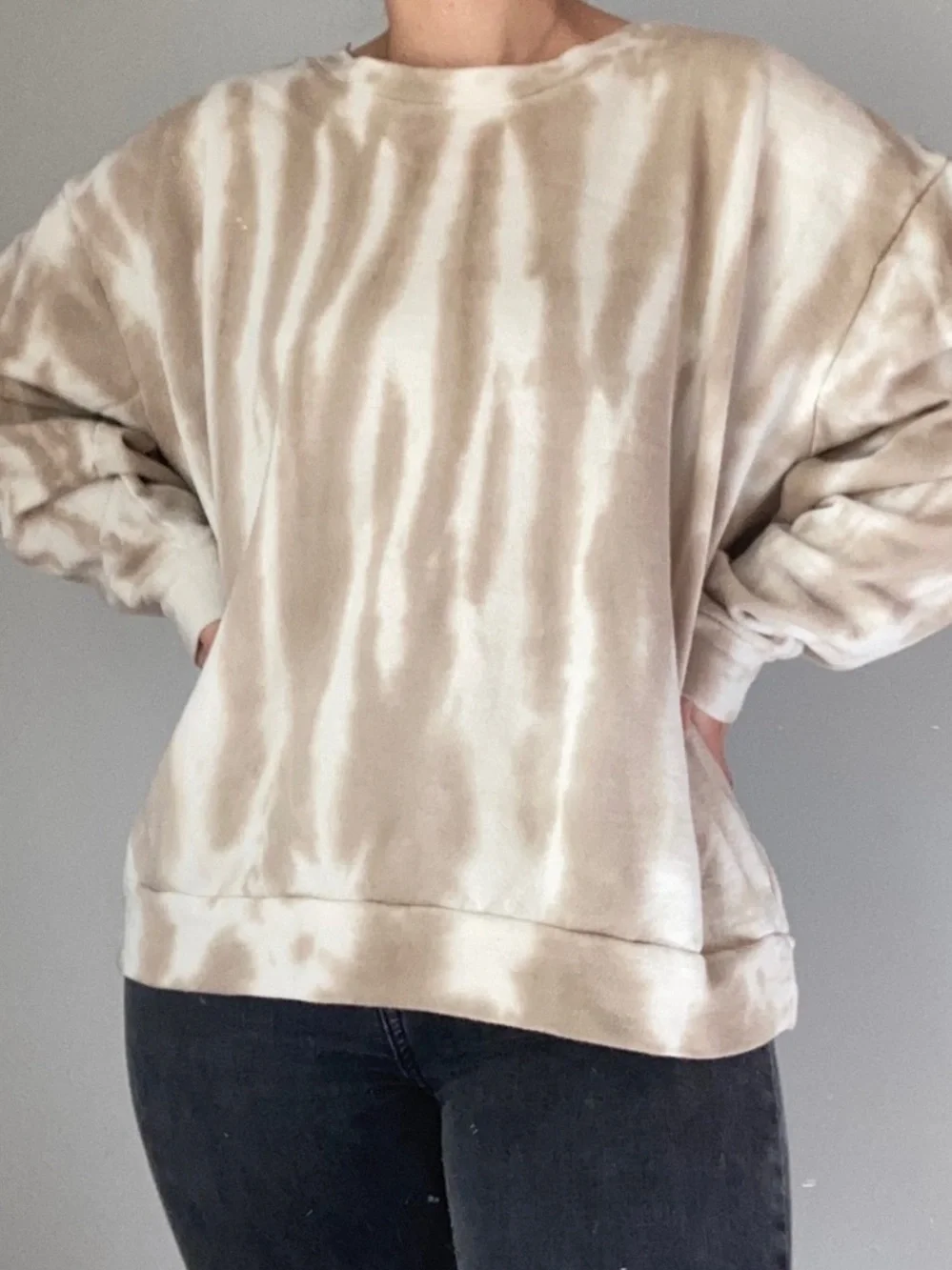 Wild Fable Brown + White Cloud Tie Dye Crewneck Sweatshirt - Picture 2 of 9